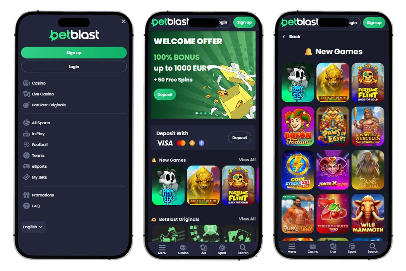 BetBlast Casino Mobiele versie en app